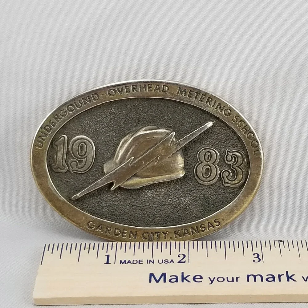 Belt Buckle 1983 Underground Overhead Metering School Garden City Kansas Wheatla